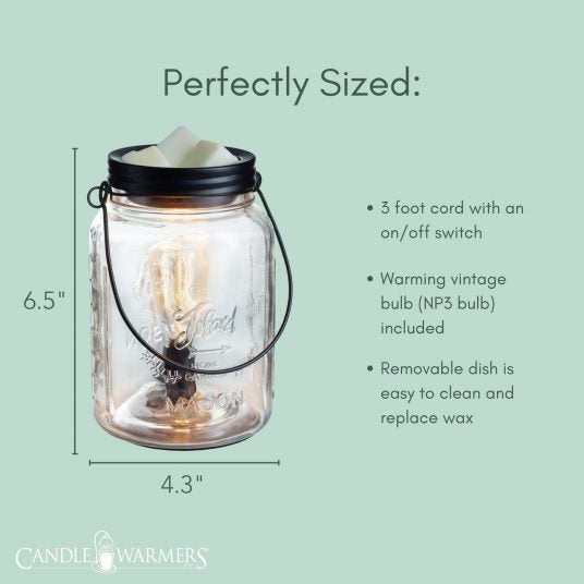 Glass Mason Jar Vintage Bulb Illumination Fragrance Warmer