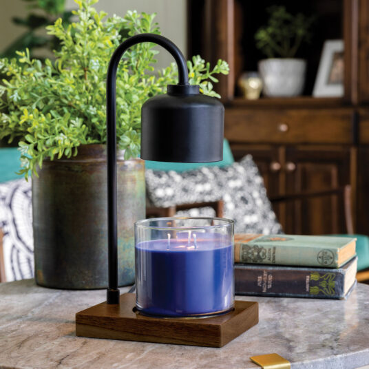 Black & Wood Arched Candle Warmer Lamp