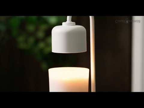 White & Wood Arched Candle Warmer Lamp